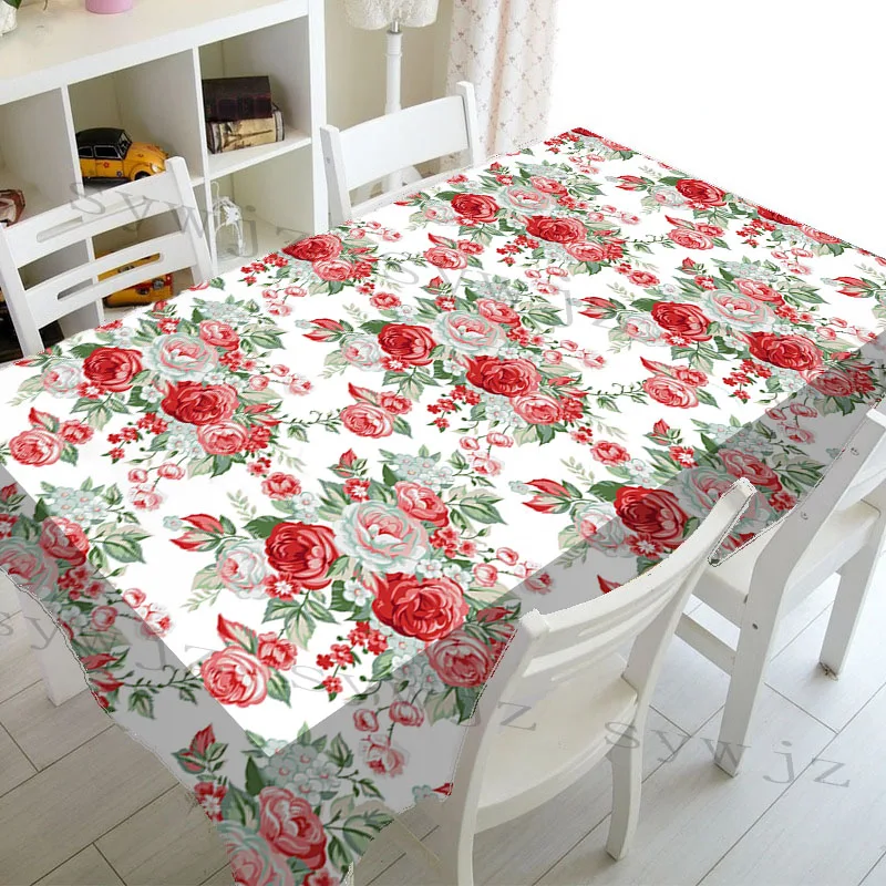 Spring Pink Floral Rectangle Tablecloth Holiday Party Decorations Waterproof Wrinkle Free Tablecloth for Kitchen Table Decor