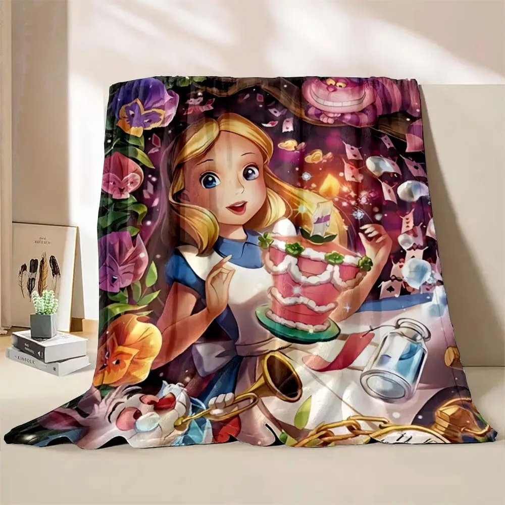 Disney Alice in Wonderland Cartoon Soft Flannel Fluffy Throw Camping Blanket for Children Sofa Throw Thin Blanket Fashion Gift