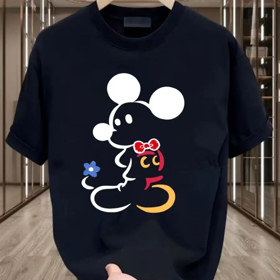

2025 New Disney Family Family Fashion Leisure Pure Cotton T-shirt Retro Street College Style Commuting Y2K Harajuku Style