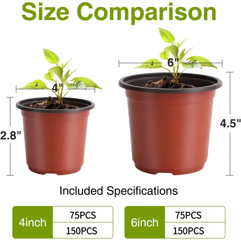 Flexible Plastic Seedling Pots 4-6 Inch 75-150 Individual Containers for Growing Succulent Plants And Flower Seeds Specialized P view 6