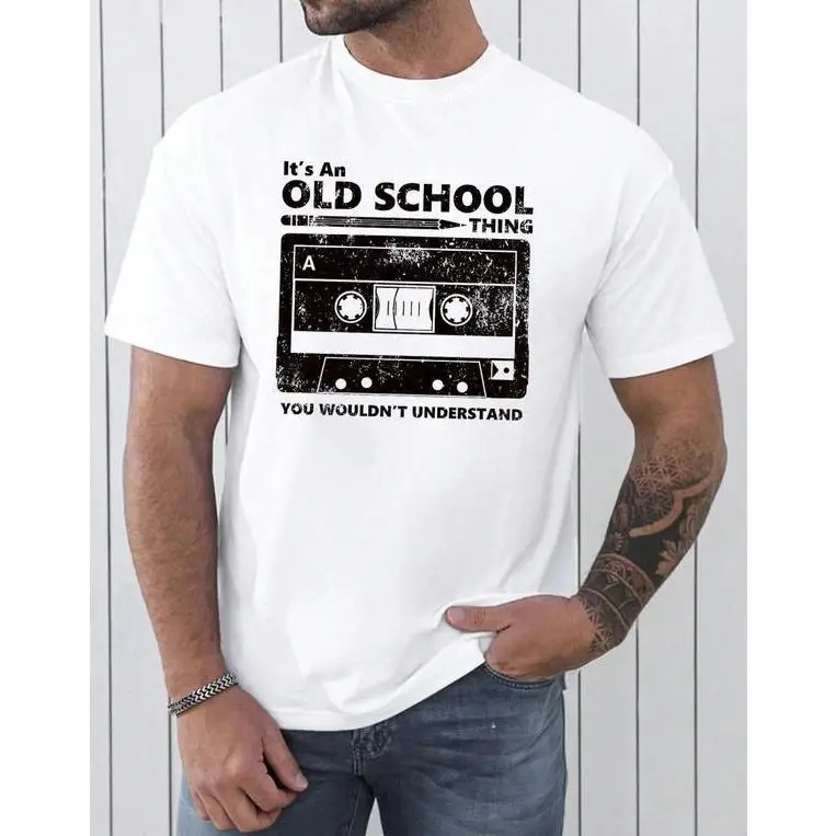 

Funny "Old School Thing" T-Shirt, Vintage Cassette Tape Graphic Tee, Men's Retro 90s Streetwear, Humorous Novelty Gift