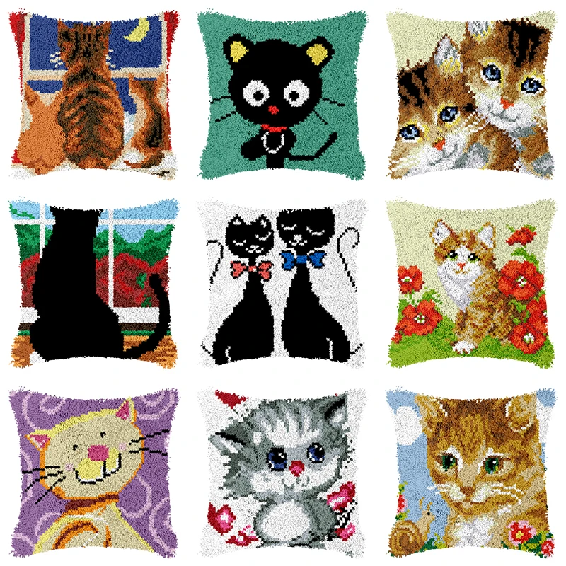 

Handmade 3d carpet embroidery Cushion cover cross stitch cushions cats pillow Latch hook kits diy needlework 가방만들기 키트 tapisserie