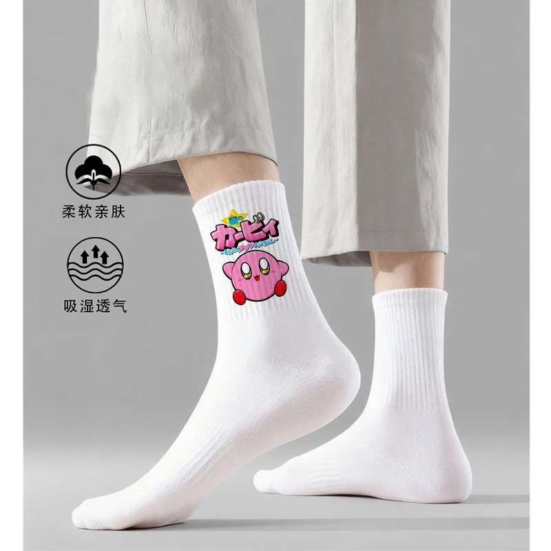 Cartoon Kirby Stockings Women Breathable Cotton Long Socks Kawaii Cute Print Ankle Stockings Female All-Season Socks view 3