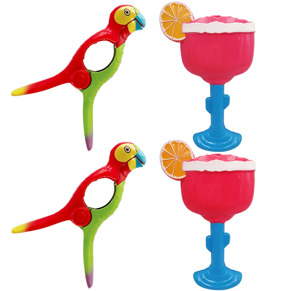 

4 Pcs Cute Large Beach Towel Clips For Pool Chairs Cruise Lounge Margarita Parrot Plastic Clothespins Holder Pegs Clamps