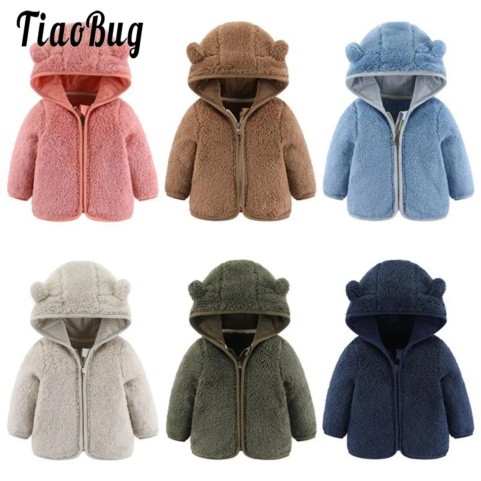 

Newborn Baby Girls Boys Fleece Hooded Jacket Little Kids Zip Up Bear Ears Coat Snowsuit Winter Thermal Outwear Hoodies Clothes