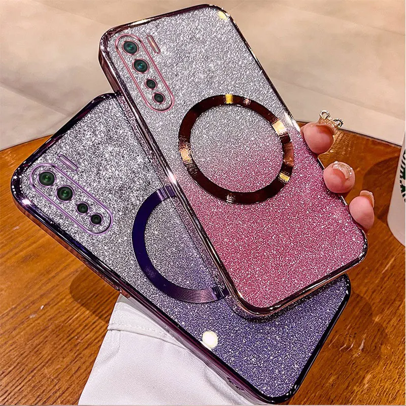 

For OPPO reno 3 Case Electroplated transparent phone case with flash paper lens fully covered and anti drop