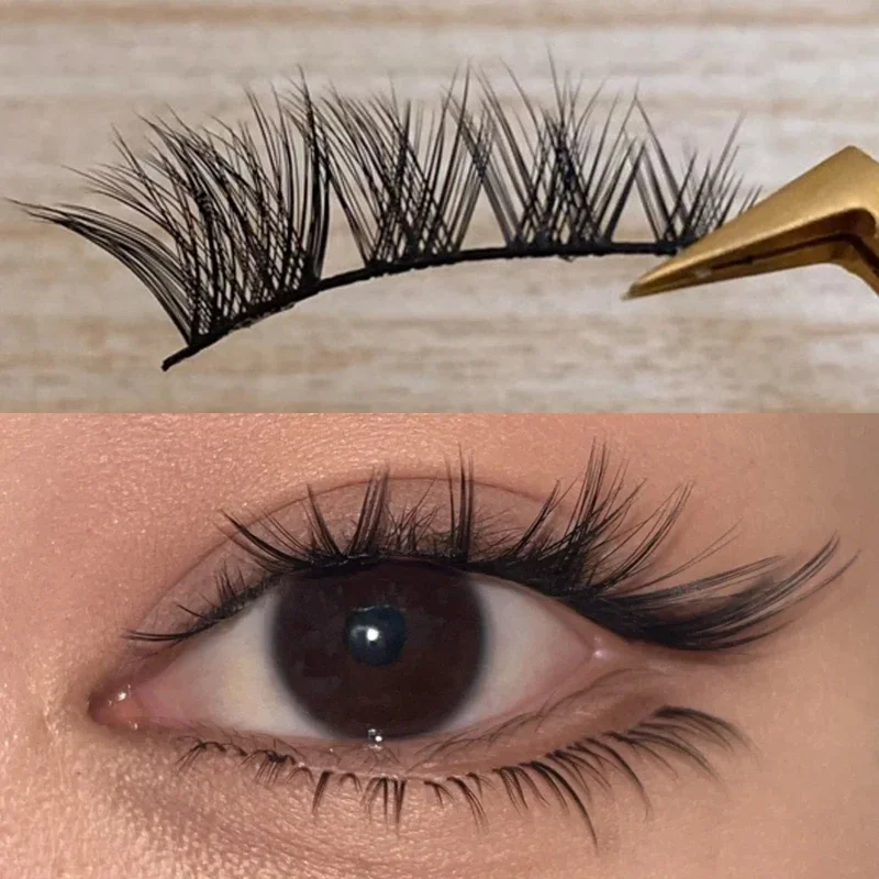 Fox Eyelash Mink Lashes Korean Natural Eye Tail Lengthen Full Strip Lashes Black Band Soft Cross Wispy Eyelash Extension Makeup