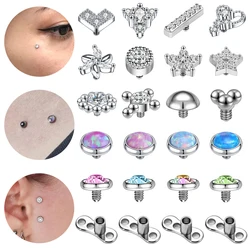 AOEDEJ 14G Zircon Dermal Anchor Top Opal Skin Diver Stainless Steel Hide In Jewelry Crystal Surface Piercings Sexy Body Jewelry