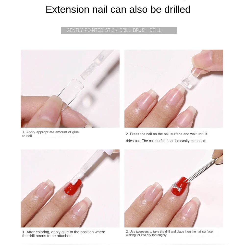 Nail Art Gel Super Strong Nail Glue Quick Drying Transparent Tool Brute Force Nail Art Rhinestone Gel Nail Point Drill Gel Brush