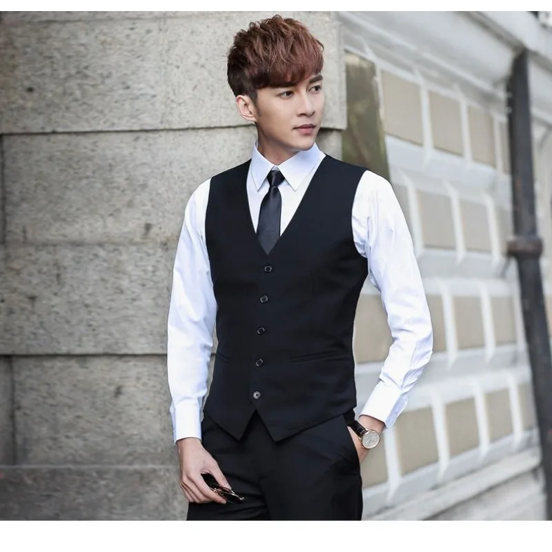 เสื้อกั๊กสูทผู้ชาย ชุดทำงาน สไตล์เกาหลี ทันสมัย บางเบา สไตล์อังกฤษ ฤดูใบไม้ร่วง รุ่นใหม่ ทรงเข้ารูป