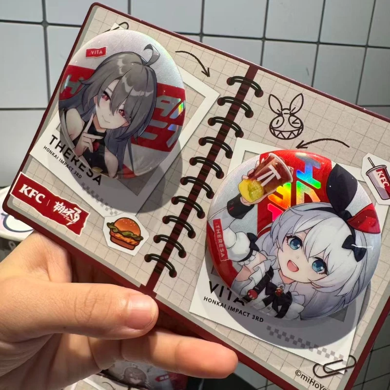 Genuine KFC X Honkai Impact 3rd Official Merch Theresa Vita Badge Standee Laser Card Postcard Cup Sleeve Anime Gift In Stock