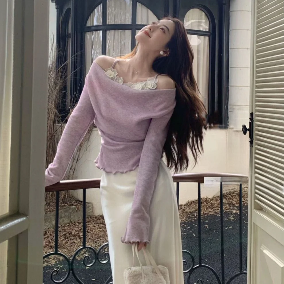 Zachte Wind Fairy T Bloemenprint ter Ne T-shirt Dames Lente Herfst Nieuw Design Gelaagdheid Pure Desire Top