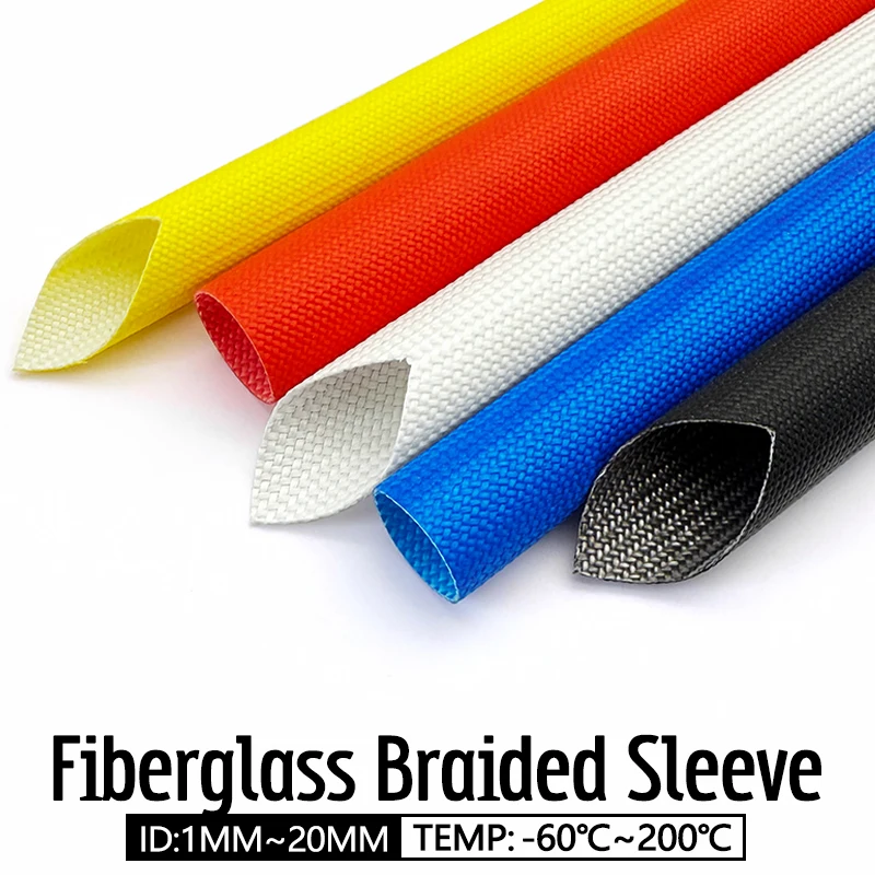 1-20mm Alkali Free Glass Fiber Sleeve 200Deg.C High Temp Resist 1.2KV Insulation Flameproof Wire Harness Protective Tube