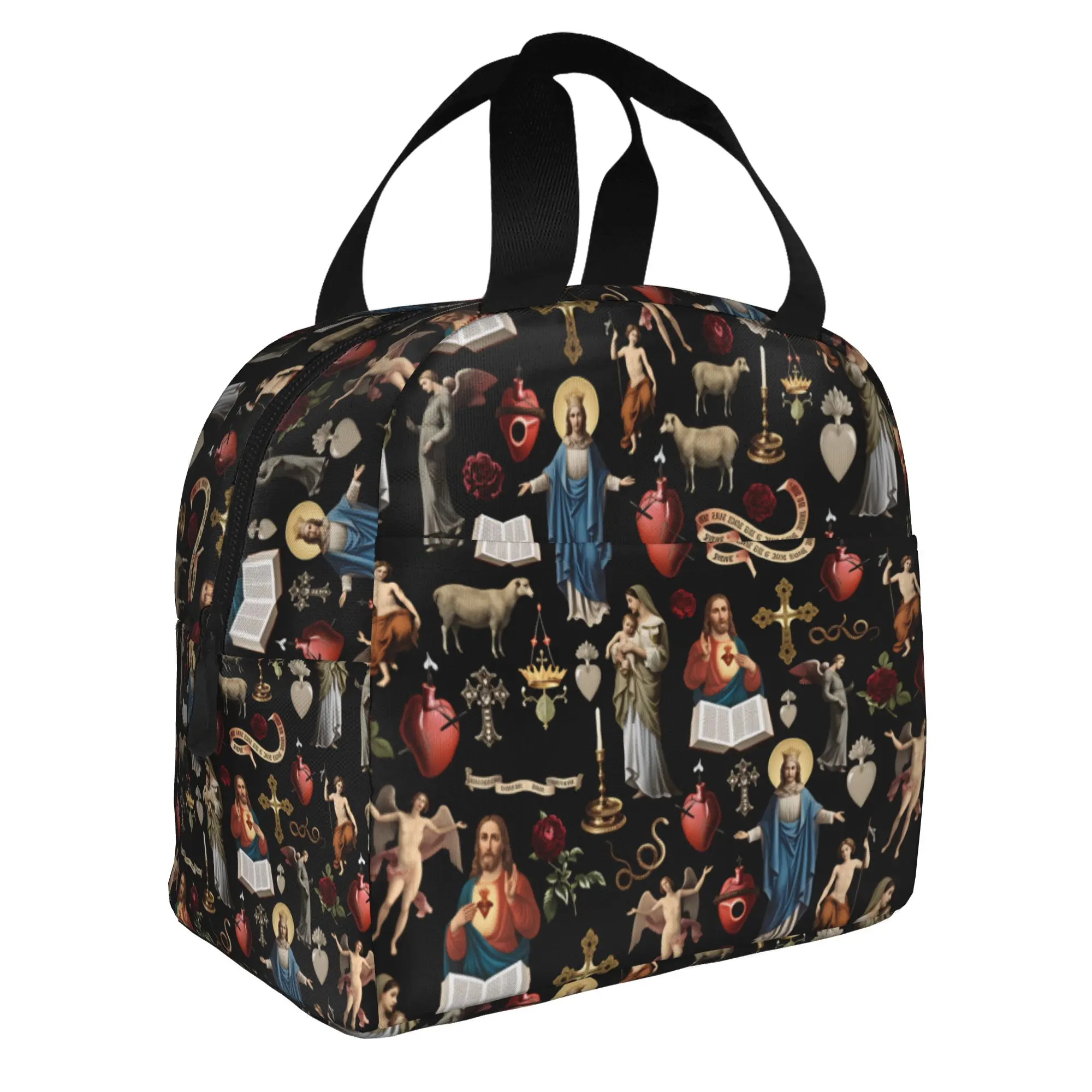 Savior of The World Jesus Insulated Lunch Tote Bag for Christ Religion Faith Gothic Cooler Thermal Food Lunch Box Work School