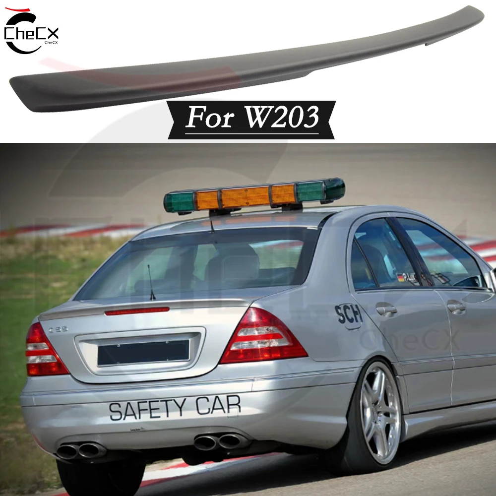 For Mercedes Benz 2001-2006 W203 C-Class C180 C200 C260 C320 Glass Fiber Material Rear Spoiler Glossy Black Paint