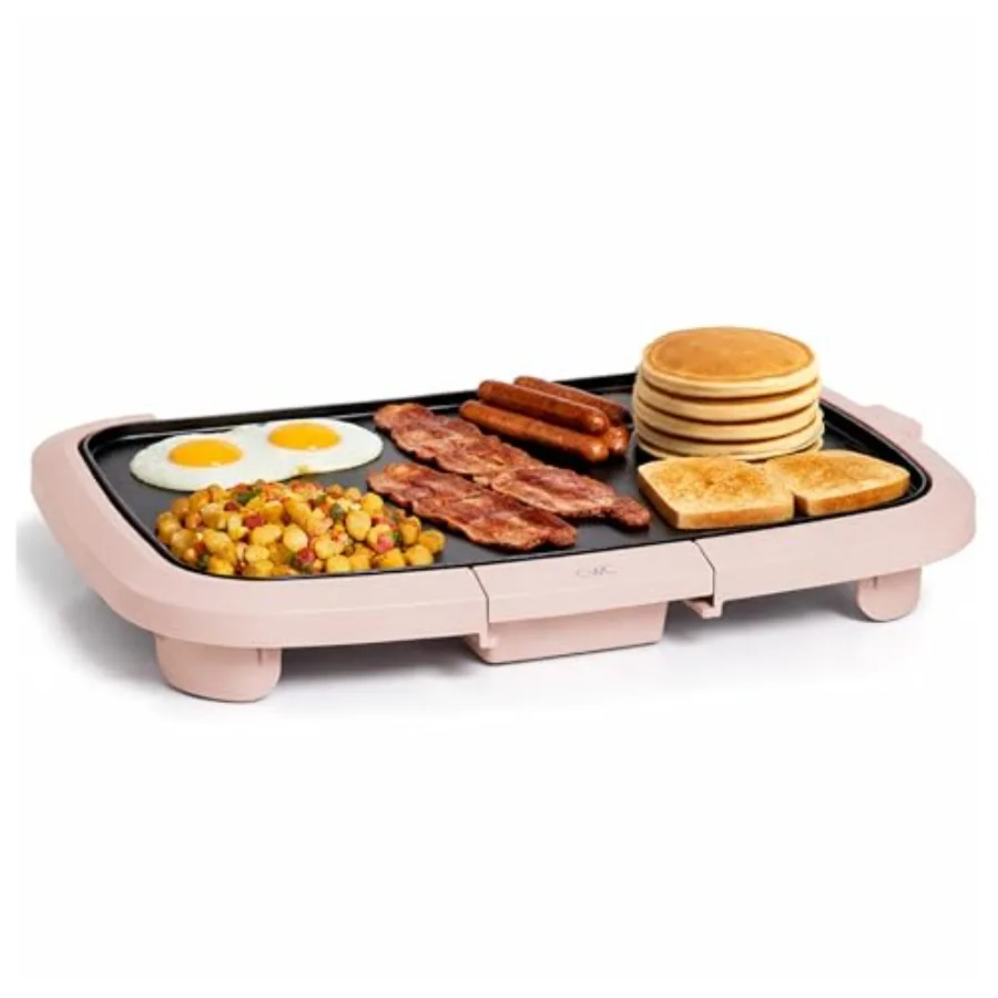 

Electric Griddle 1200W Nonstick Surface for Pancakes Burgers Eggs and More Removable Temperature Control Slide-Out Drip Tray 10
