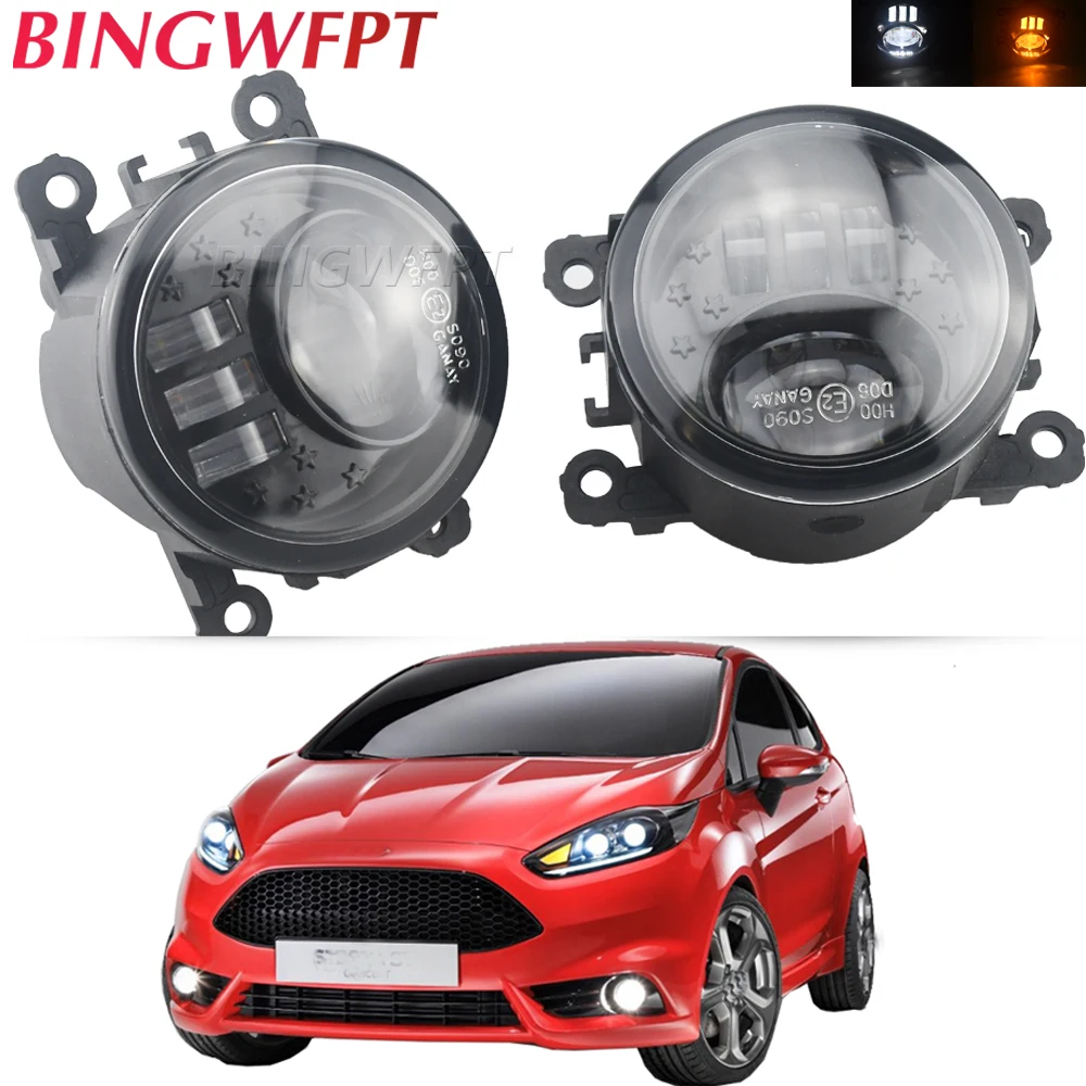 

2 Pieces Fog Light Assembly For Ford Focus MK2/3 Fiesta 2001-2015 Edge Mustang Car Front Bumper LED Lens Fog Driving Lamp DRL