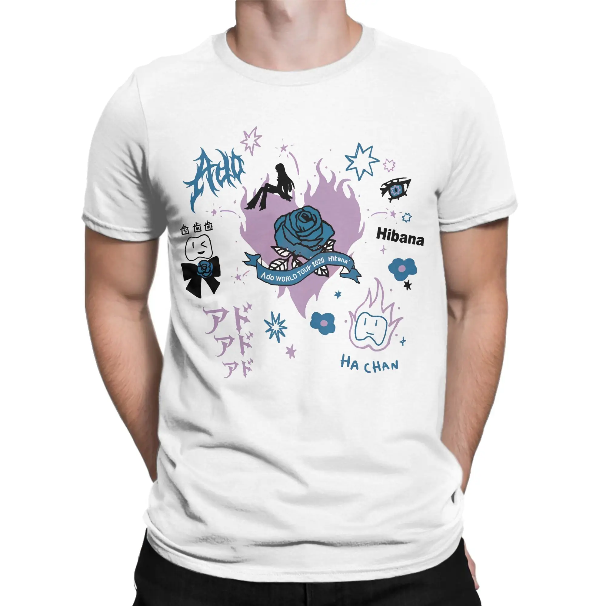 Ado WORLD TOUR 2025 Hibana T-Shirt for Men Novelty 100% Cotton Tee