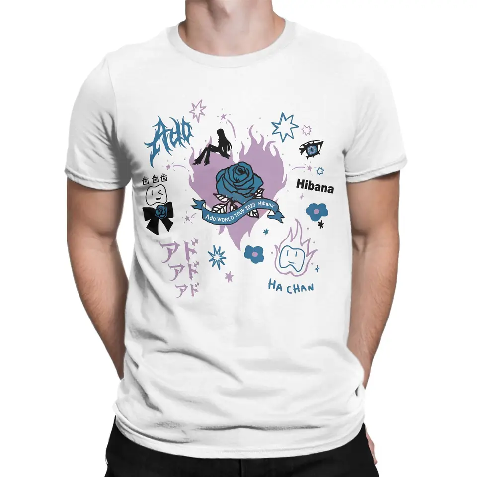 Ado WORLD TOUR 2025 Hibana T-Shirt for Men Novelty 100% Cotton Tee