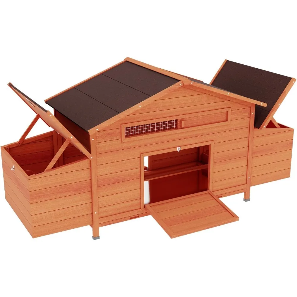 

Wooden Chicken Coop Outdoor Hen House Poultry Pet Hutch Run Cage with 2 Nesting Boxes, 2 Free-Range Doors, Duck House Waterproo