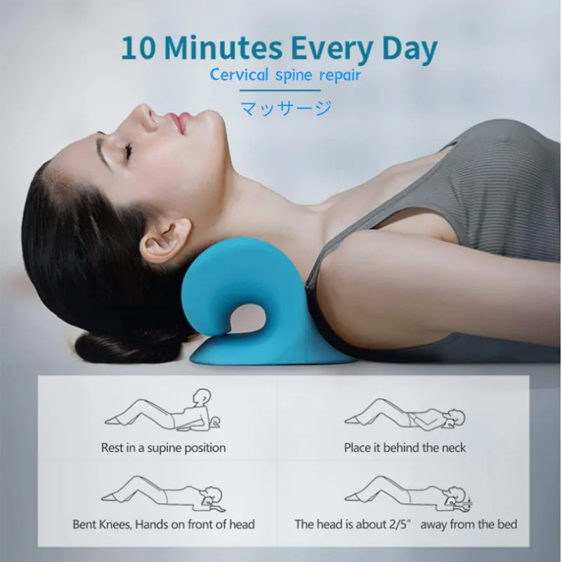 Neck Shoulder Stretcher Relaxer Cervical Chiropractic Traction Device Pillow for Pain Relief Cervical Spine Alignment Gift