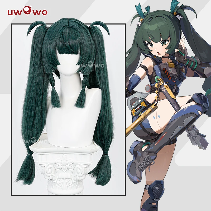 

UWOWO Qing Yi Wig Game Zenless Zone Zero Cosplay/ZZZ Cosplay Qing Yi Cosplay Wig Long Hair Dark Green Hair
