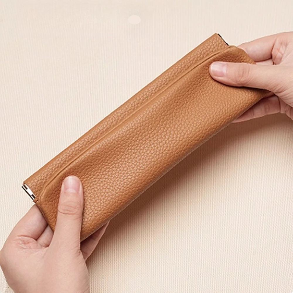 Selbstschließende erste Schicht aus echtem Rindsleder, lange Geldbörse, Reisepass, Führerschein, Dokumentenhalter, Datenkabel, Kosmetiktasche, Aufbewahrung