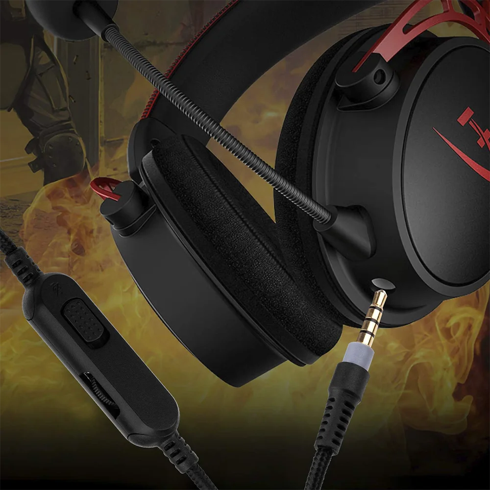 Cabo trançado de extensão do cabo aux da substituição de ofc para o f. r. e. q louco de catz madcatz. Fones de ouvido freq m