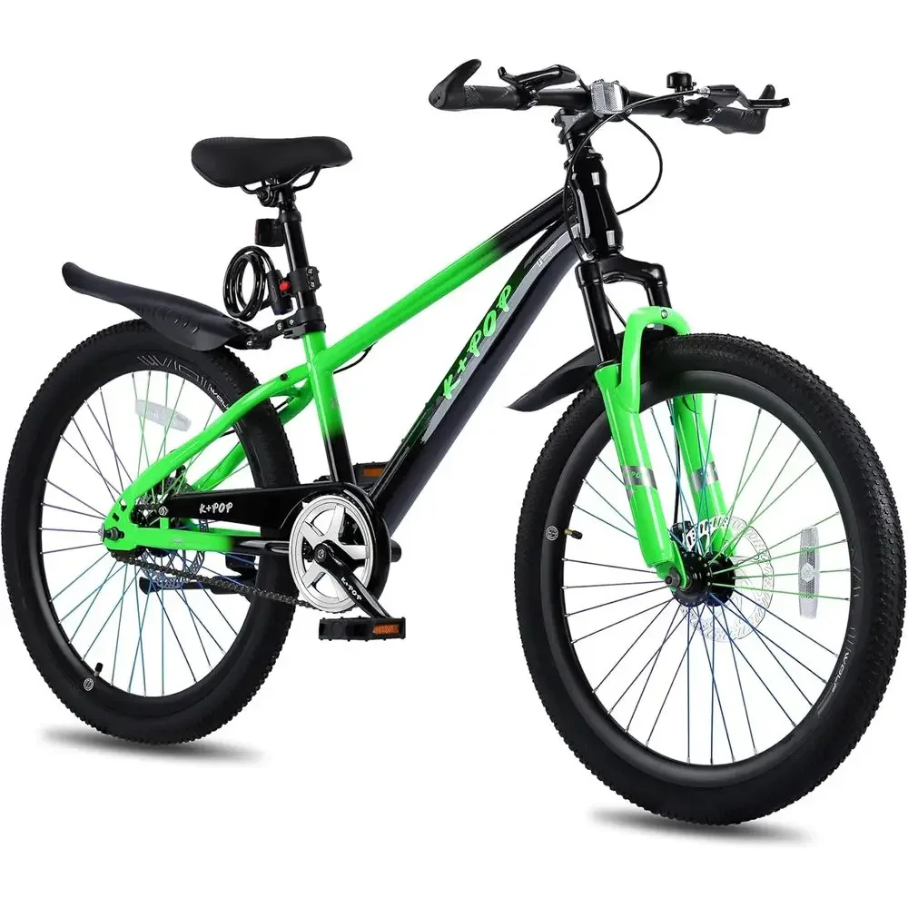 

24 Inch Kids' Mountain Bike, 7-Speed, Front Suspension, Disc Brakes, Adjustable Seat for Ages 8-12
