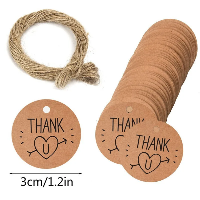 100PCS Brown Paper Gift Tag Hangers for Weddings, Parties, and Gift Decoration