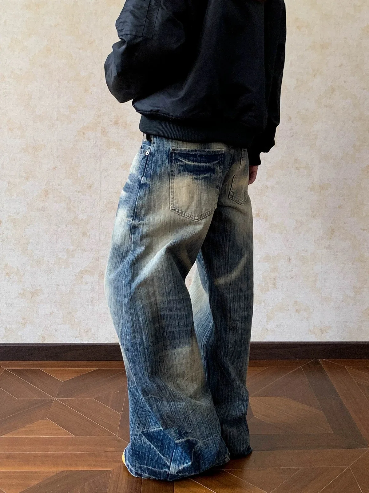 Y2K Lightning Jeans Donna Modello lavato americano Pantaloni larghi a gamba larga con coltello curvo Pantaloni da strada robusti a gamba dritta