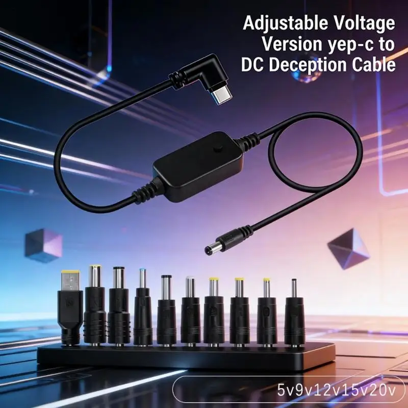 

Type C to DC5.5 Adjustable Charging Cable PD5V~20V Featuring Easy Carry Perfect for Mobile Office Users HX5E