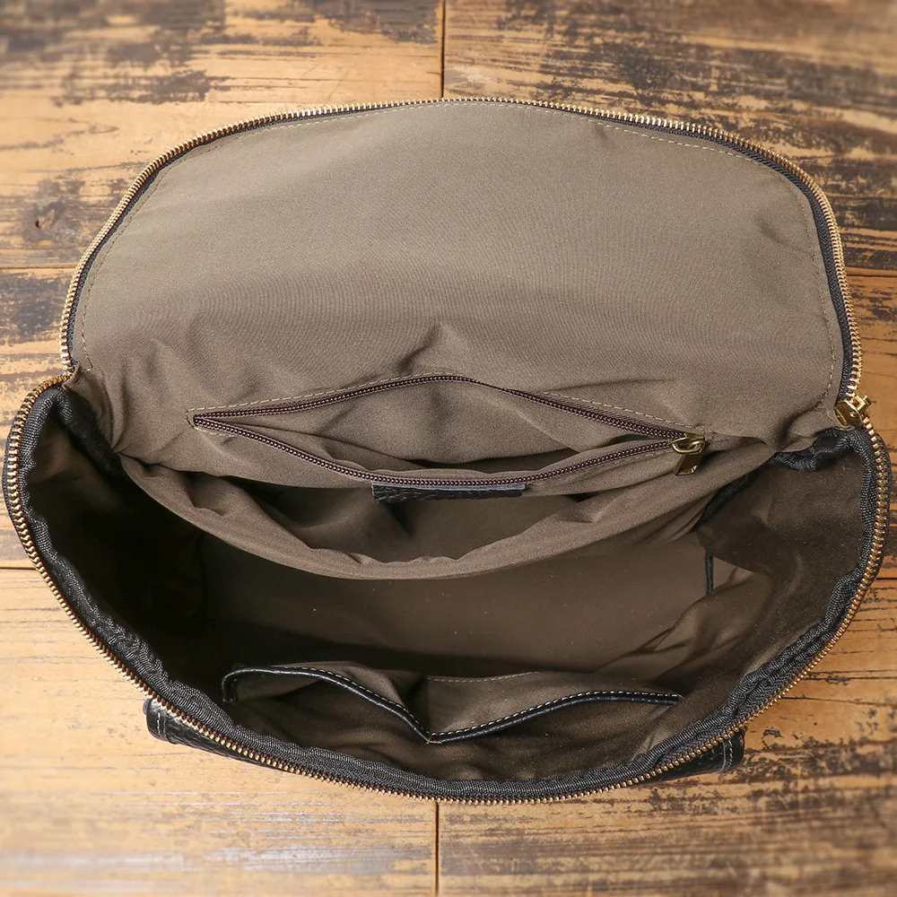 Top-Grain Leather Men's Backpack - Large Capacity Travel & Commuter Laptop Bag with Multiple Compartments for Work and Business