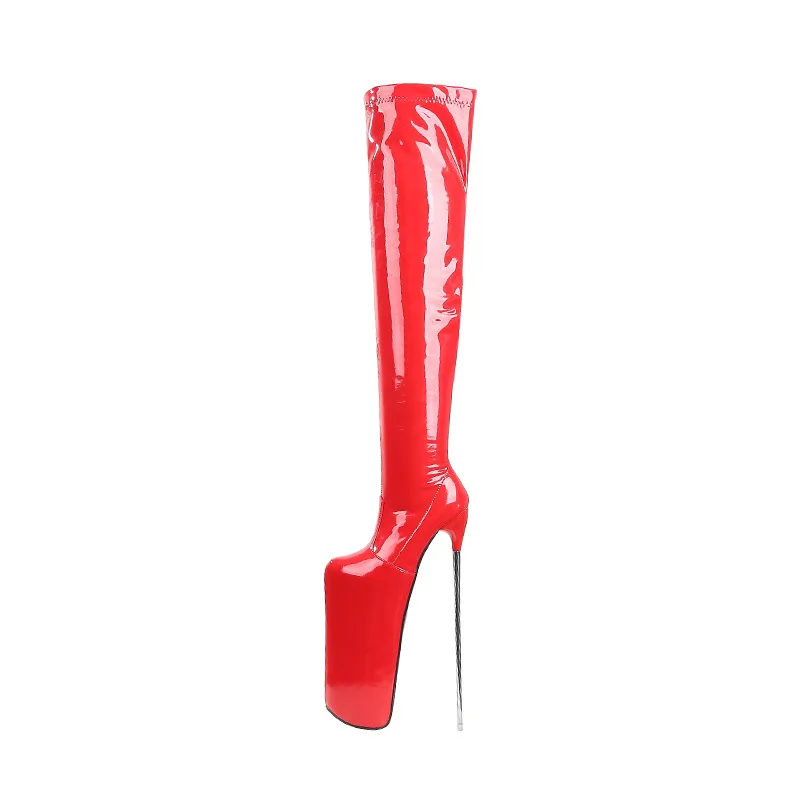 LAIJIANJINXIA New 30cm Patent Leather Upper Sexy Exotic High Heel Platform Party Women Boots Pole Dance Shoes Photography boots