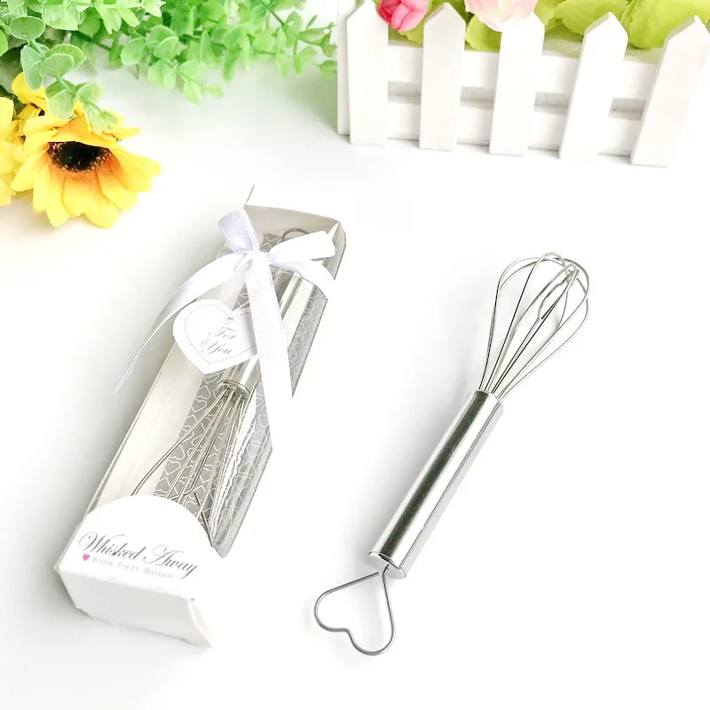 Heart-Shaped Stainless Steel Whisk in Gift Box Wedding Favors Hand Egg Beater Bridal Shower, Party Supplies, Whisked Away, 12Pcs