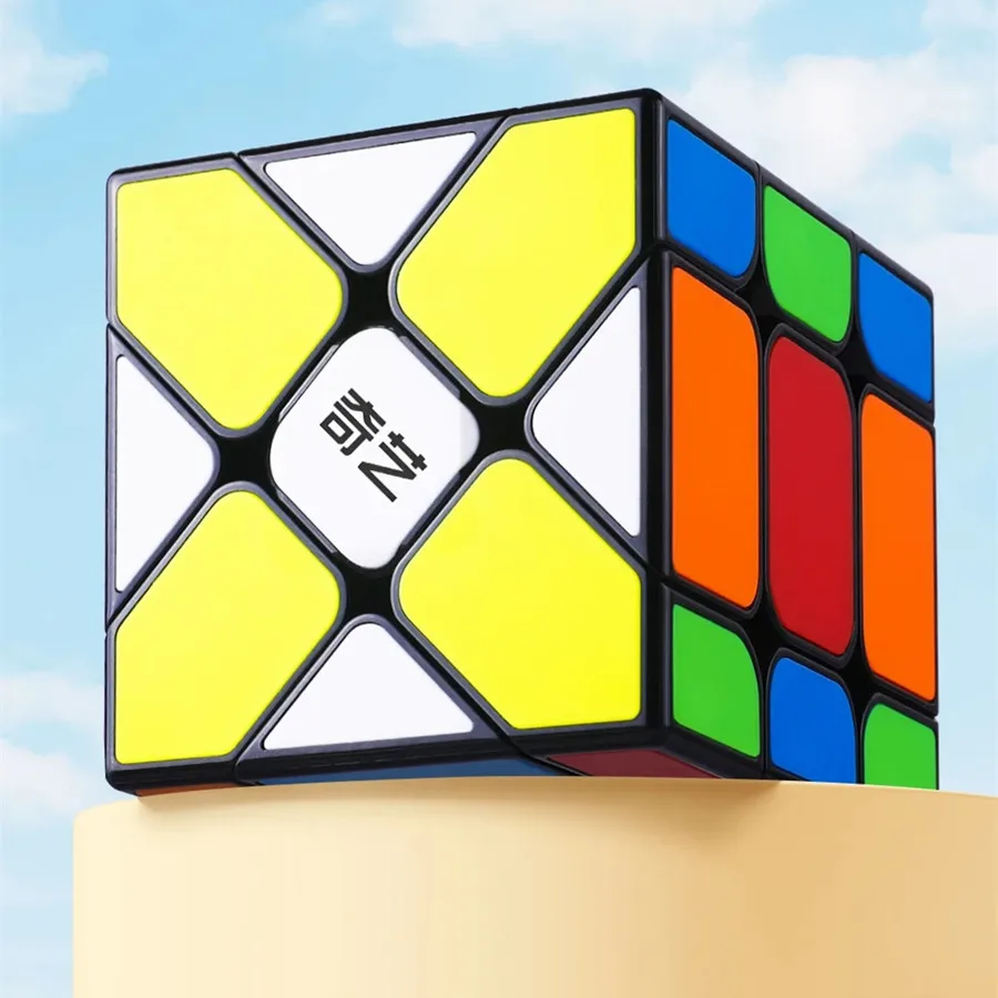 مكعب سحري مدمج Qiyi ، ألعاب تعليمية ، لغز Cubo للتعلم ، تصميم بلاط مدمج ، S طاحونة الهواء محور S