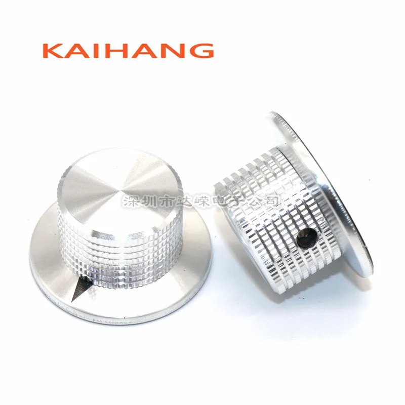 2 Stuks 37 × 18.3Mm Aluminium Driehoek Indicatieknop Dop Strohoed Schaal Knop Potentiometer Dop Rond Gat Koperen Kern 6Mm