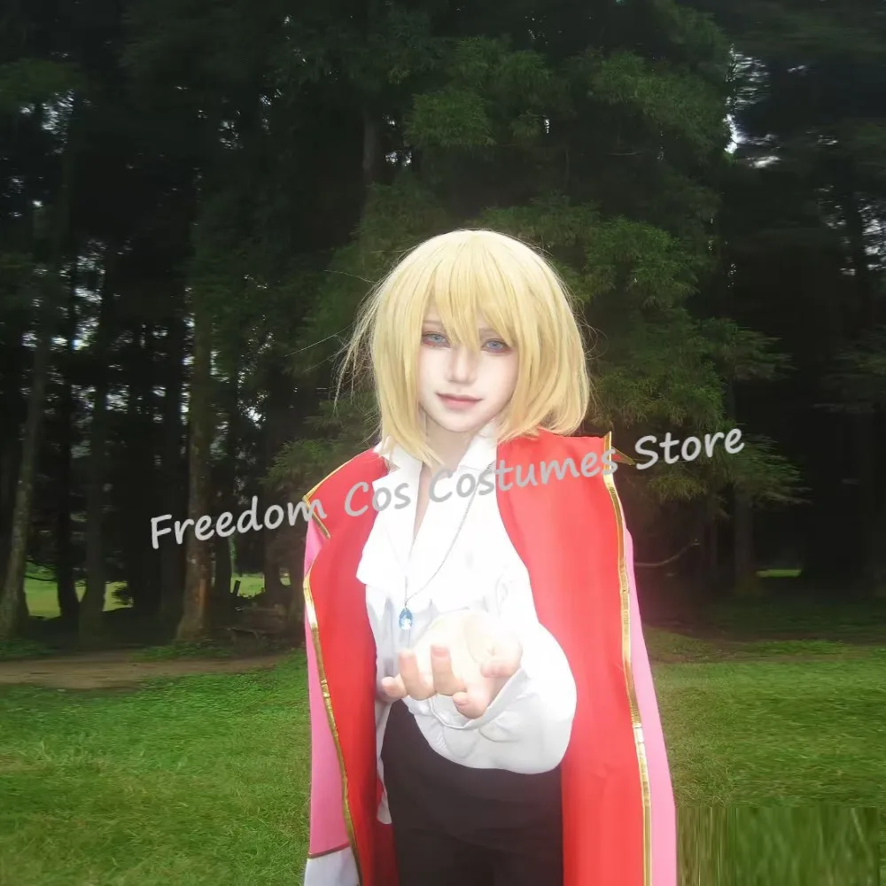 Howl Cosplay Costume wig Anime Full Set With Jacket Shirt Pants Necklace Earrings Men Women Halloween Party suit Howl Outfits - view 4