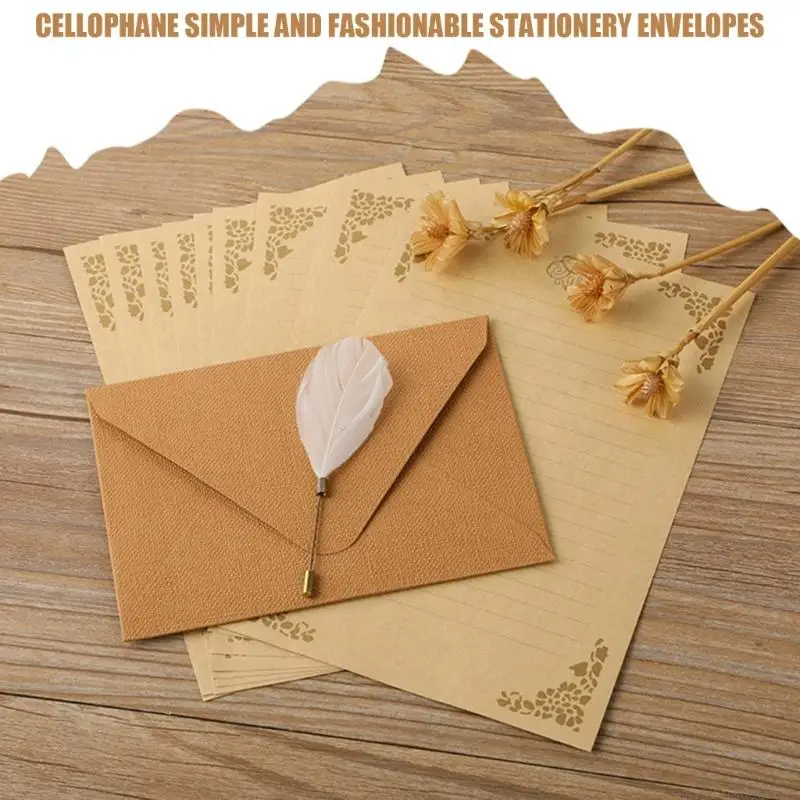 

D5BB Set Of 20 Classical Envelopes A 5 Kraft Papers Envelopes Set In Natural Color For Correspondence And Stationery