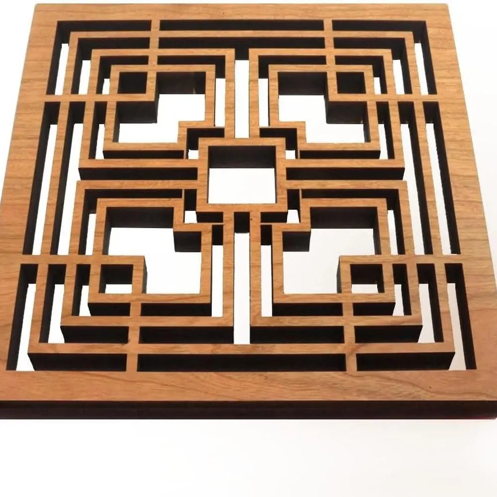 

Органайзер из твердой древесины и настенное искусство, вдохновленный дизайном текстильных блоков Фрэнка Ллойд Райта