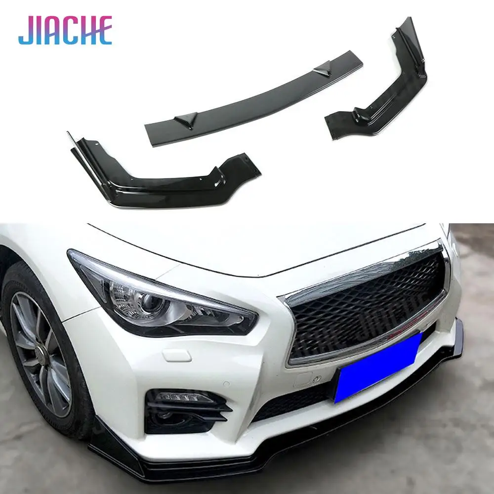 

3 шт. для Q50 2018 ABS автомобильный передний бампер, спойлер, разветвители для Infiniti Q50S 2014-2019, автомобильные Внешние запчасти, лопатка для подбородка