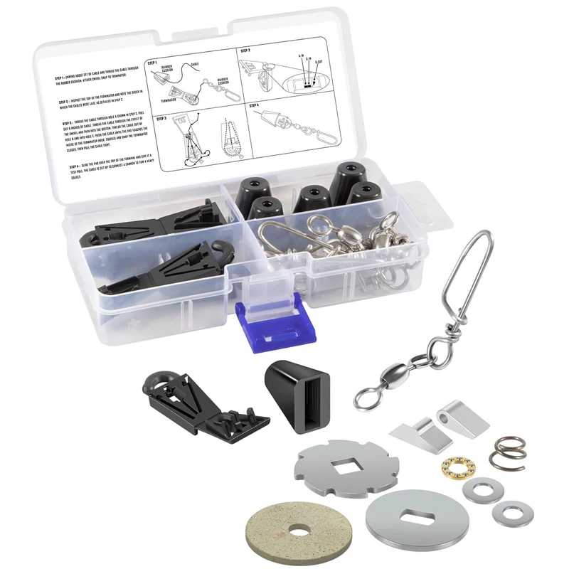 6 Tool-Free Line Terminators for Cannon, Scotty + Downrigger Kit with Rebuild & Terminator Sets for Cannon Manual Downriggers