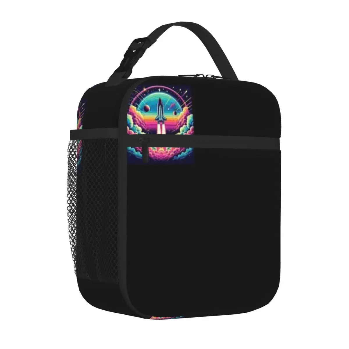 Bestselling Space Shuttle Launch Retro Cosmic Adventure Minimal Chic Insulated Tote Daily Snack Storage Neoprene Lunch Bag