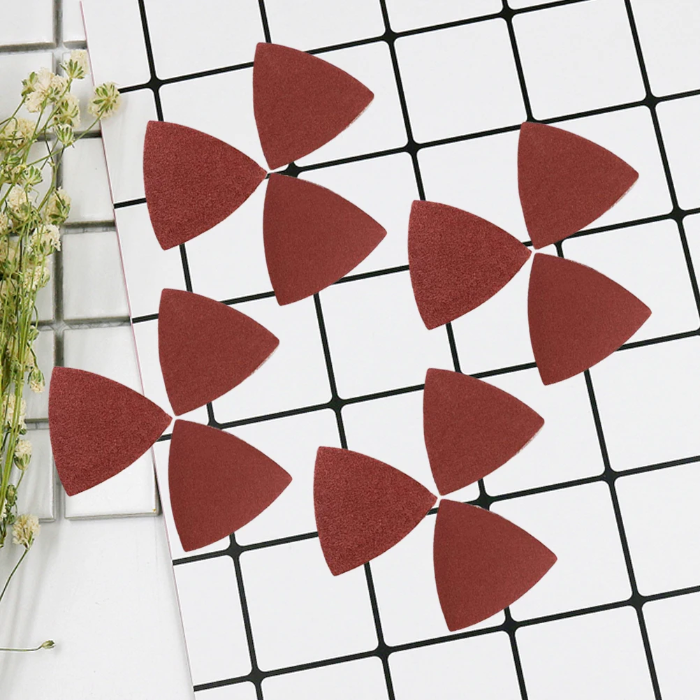 

9X9X9Cm Dark Red Triangular Self-Stick Sanding Sheets Sandpaper Pads Aluminum Oxide High Speed Grinding Discs For