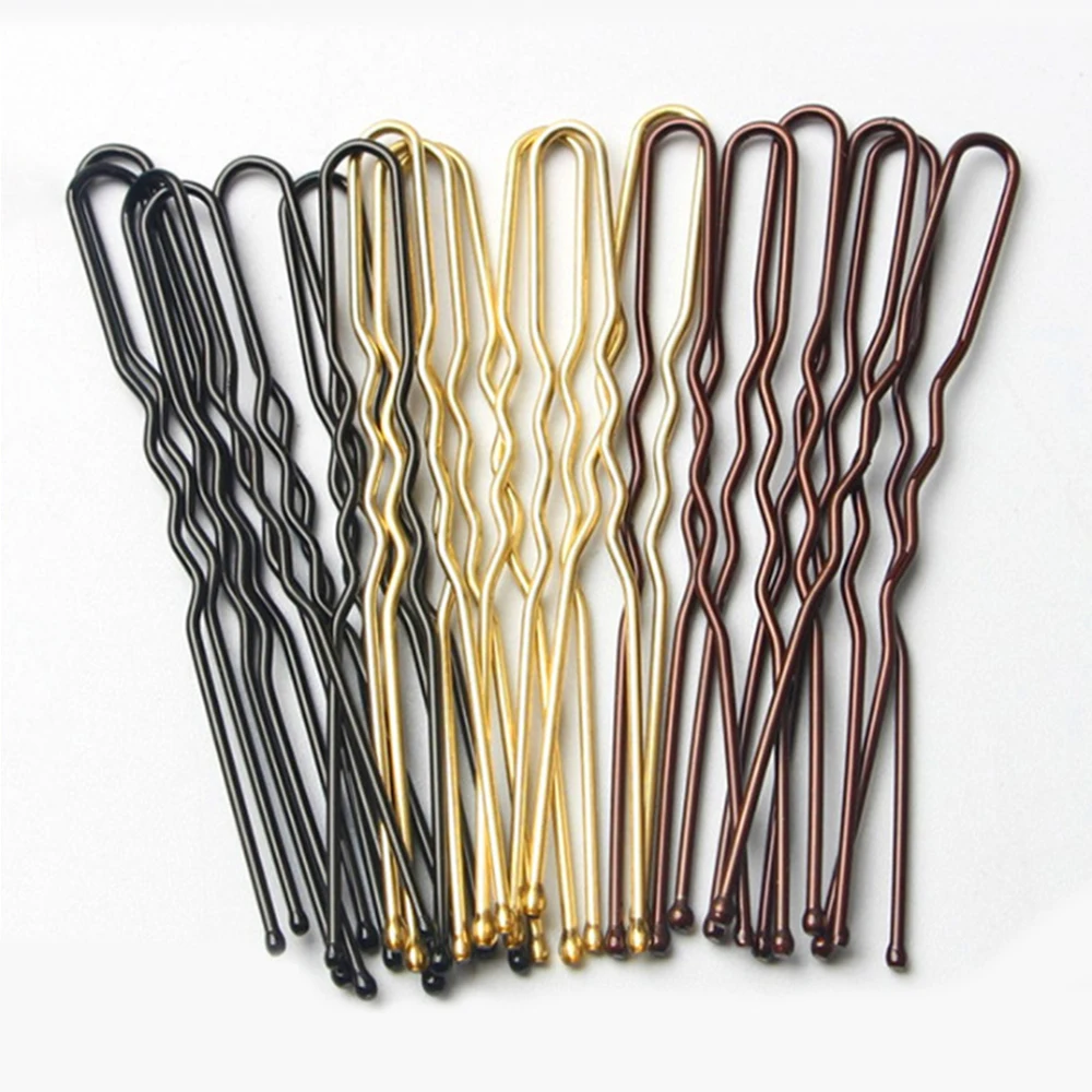 

50pcs Women Girls U Shaped Hairpins For Bun Metal Hairdressing Bobby Bridal Pin Barrette Salon Hair Styling Tools U Clips 5cm