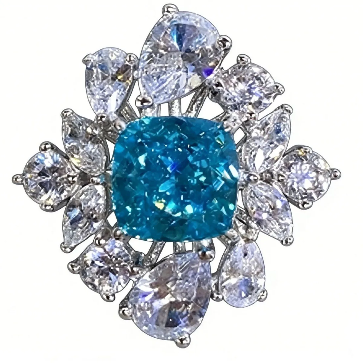 PT950 platinum gold ring, woman's aquamarine artificial cultivated diamond ring, Amazon cross,border best,selling