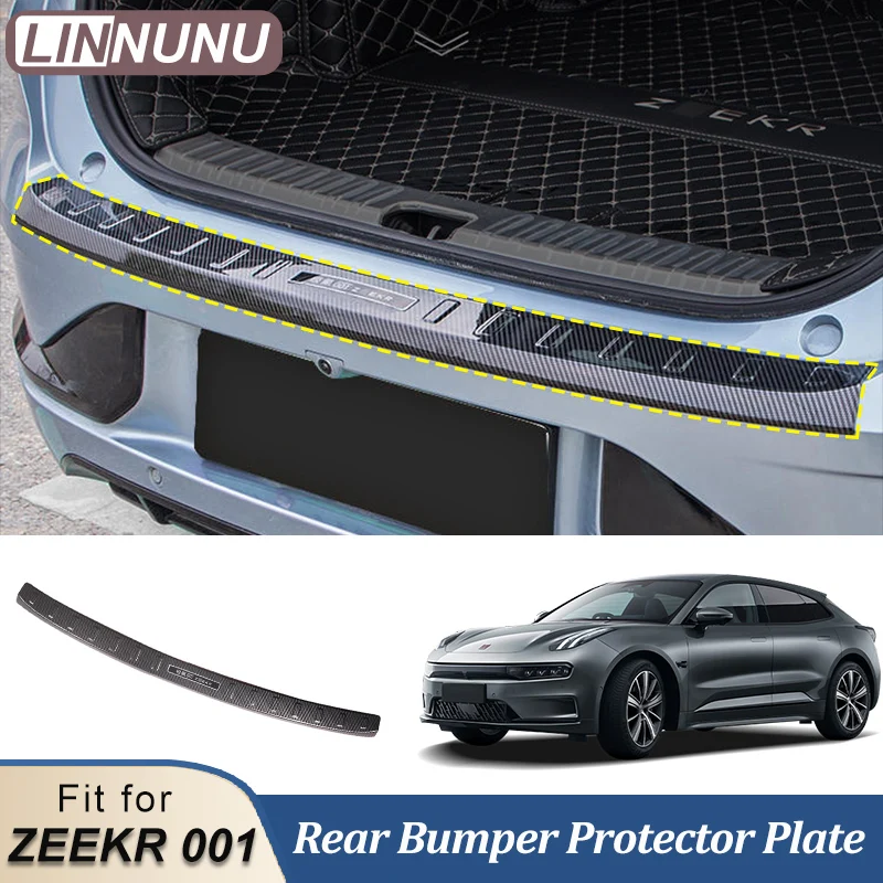 LINNUNU Car styling Stainless Steel Rear Bumper Protector ABS Sill Trunk Tread Plate Protector Trim Fit for ZEEKR 001 2021-2024