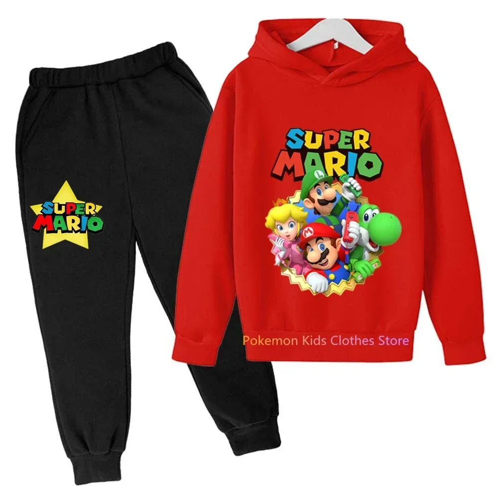 New Game Super Mario bros Set Kids Sweatshirt Children Jacket Boy Girl Clothes Spring Autumn Hoodie 3-14 years old Sweater Sales