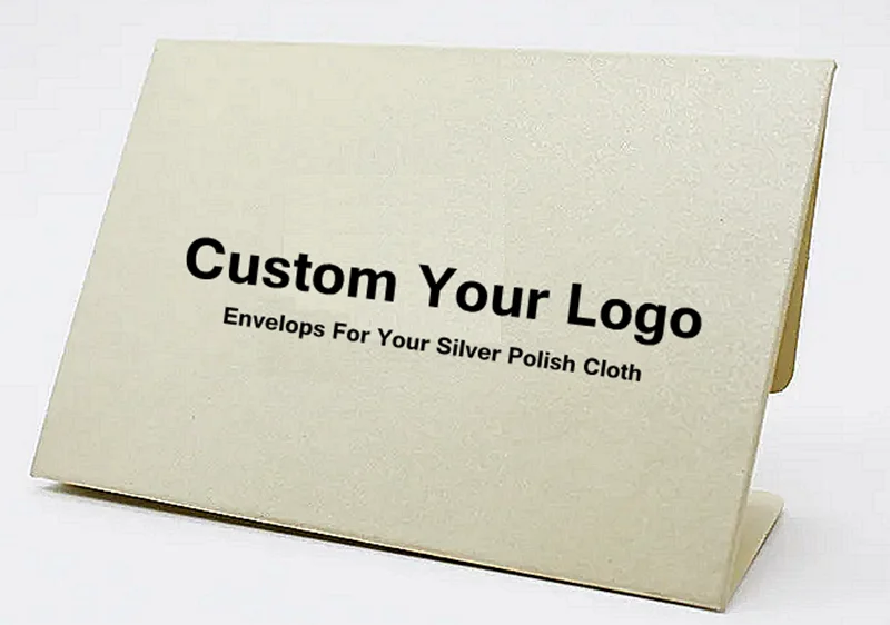 100pcs Custom LOGO  Envelop for 10x7cm Silver Polish Cloth Silver Jewelry Cleaner Wiping Polishing Microfiber Suede Fabric Cloth