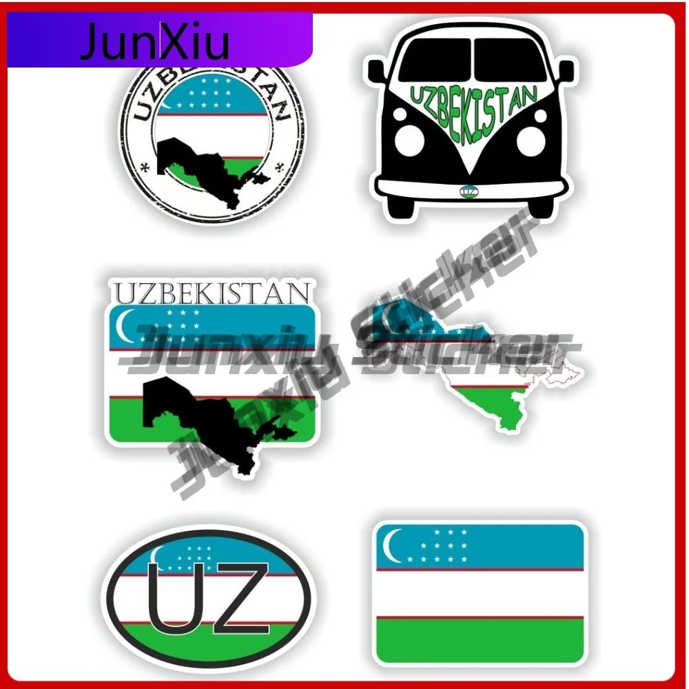 

Uzbekistan Flag National Emblem Vinyl Decals X 500 Motorcycle Stickers Fake Taxi Bumper Sticker Funny Decoration Decals Pvc